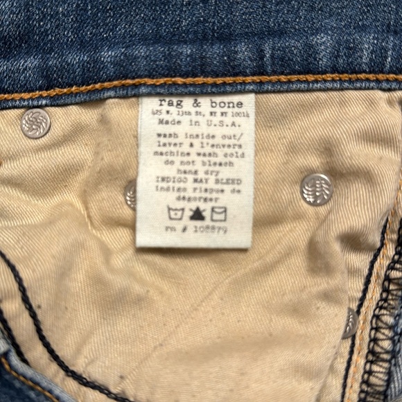 Rag&Bone Jeans women’s Dash distressed jeans color Wembly Size 26 - Picture 6 of 7